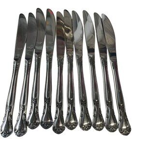 10-Piece Stainless Steel Floral Pattern Dinner Knives Set Made In Japan